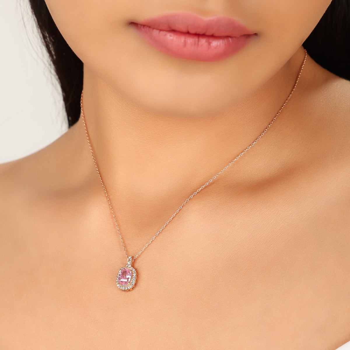 Pink CZ 925 Sterling Silver Rose Gold-Plated Paradise Pendant with Chain sterlyn 925