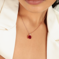 Ruby Gemstone Pendant With Chain, Hallmarked 925 Sterling Silver sterlyn 925