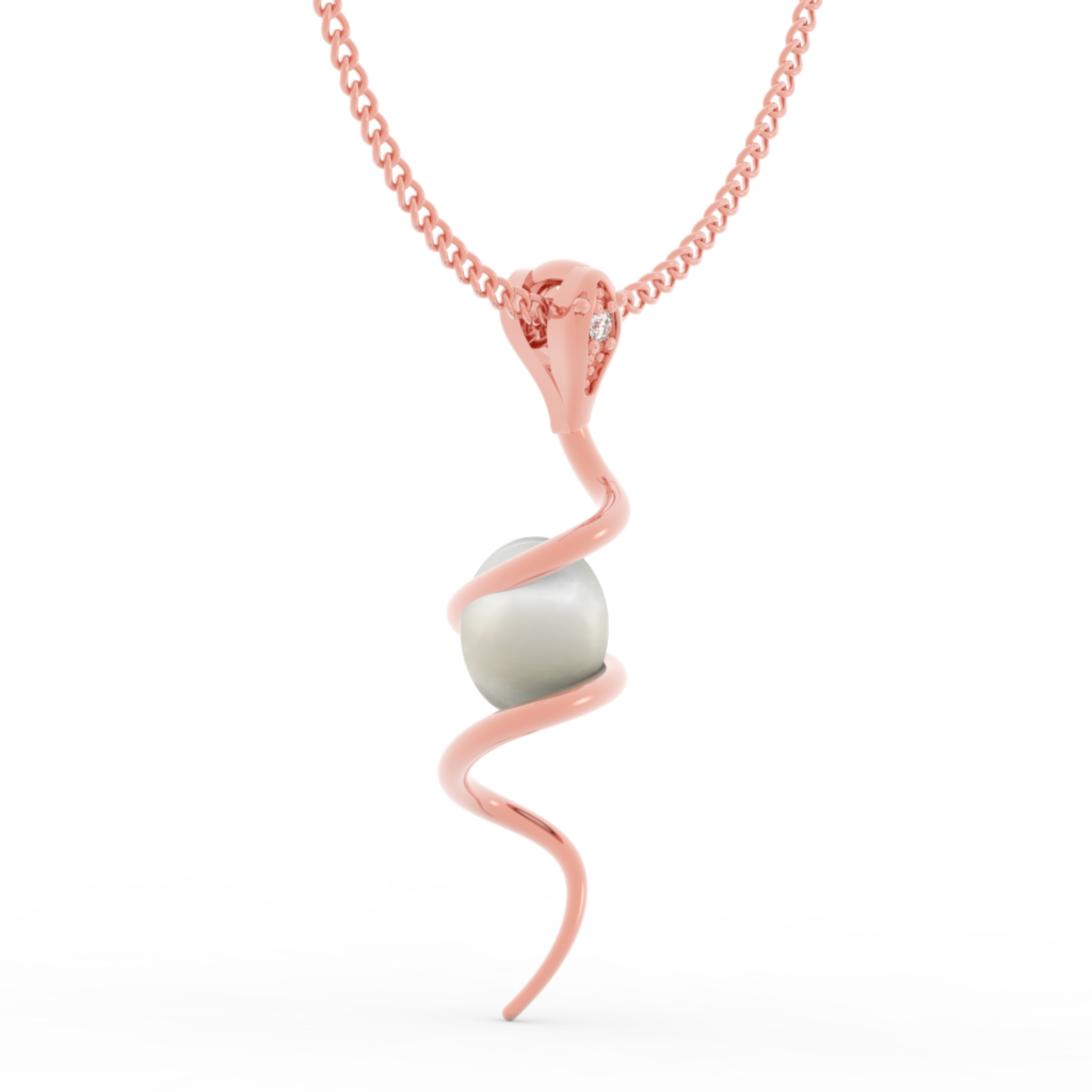 Serpentine Pearl Pendant With Chain, Hallmarked 925 Sterling Silver sterlyn 925