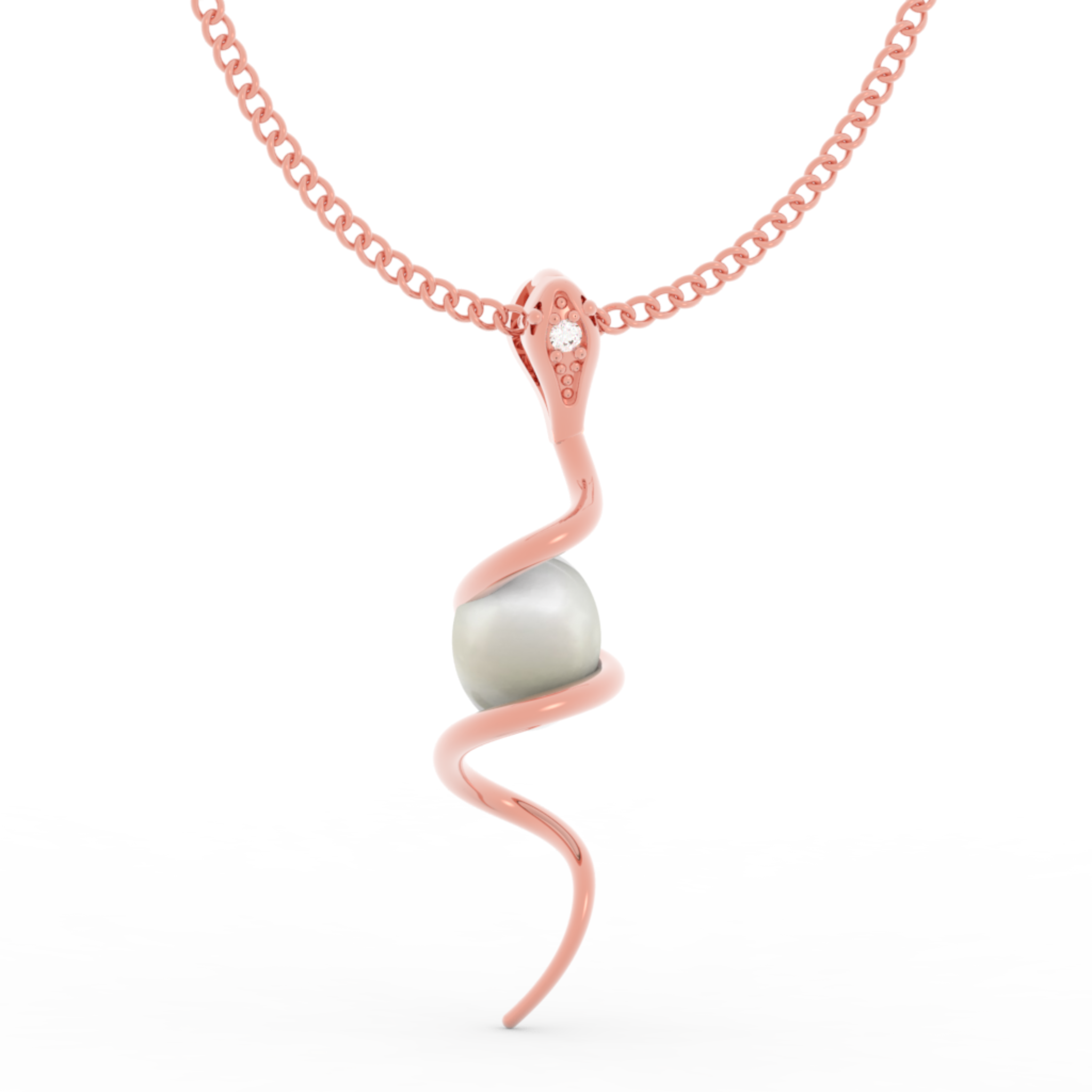 Serpentine Pearl Pendant With Chain, Hallmarked 925 Sterling Silver sterlyn 925