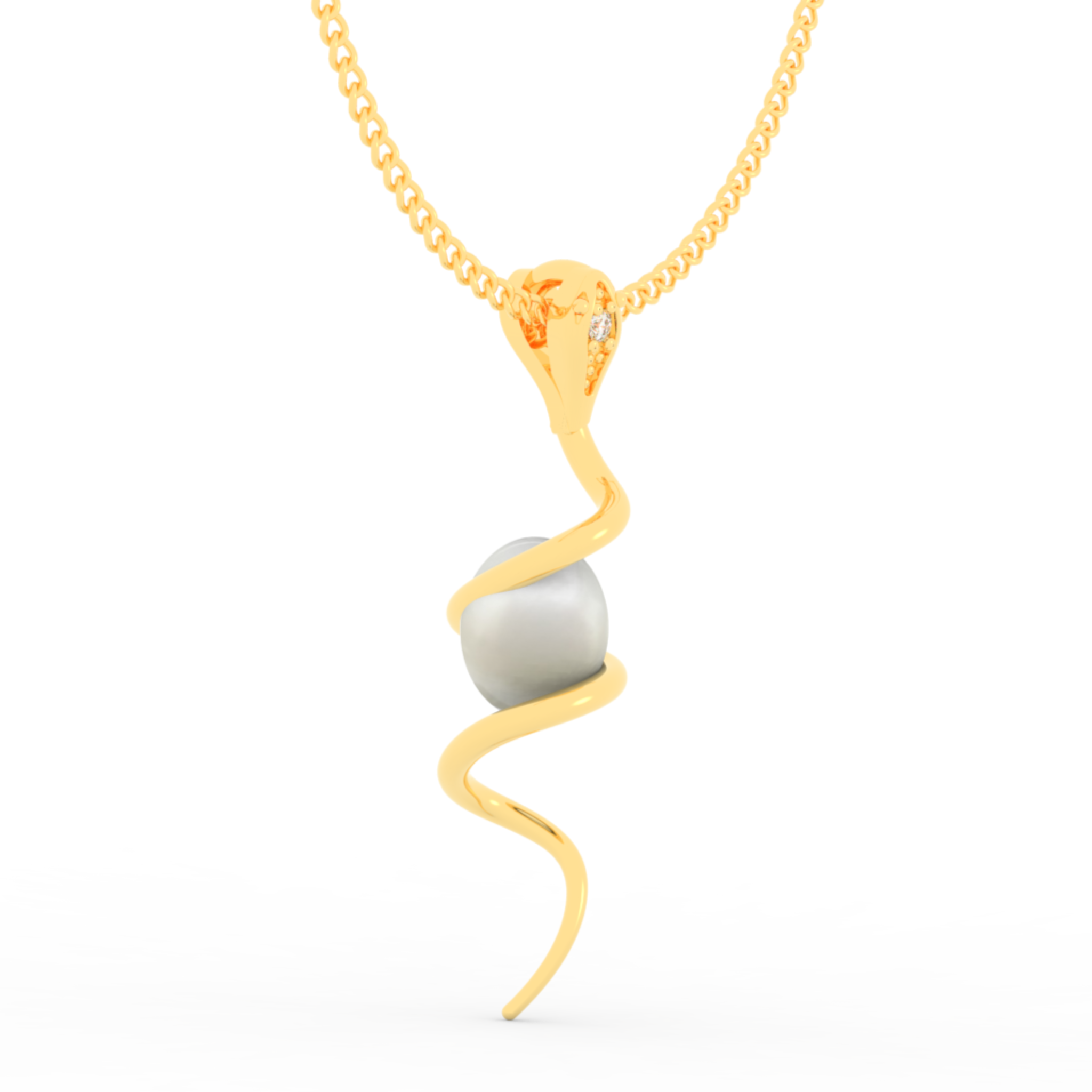 Serpentine Pearl Pendant With Chain, Hallmarked 925 Sterling Silver sterlyn 925