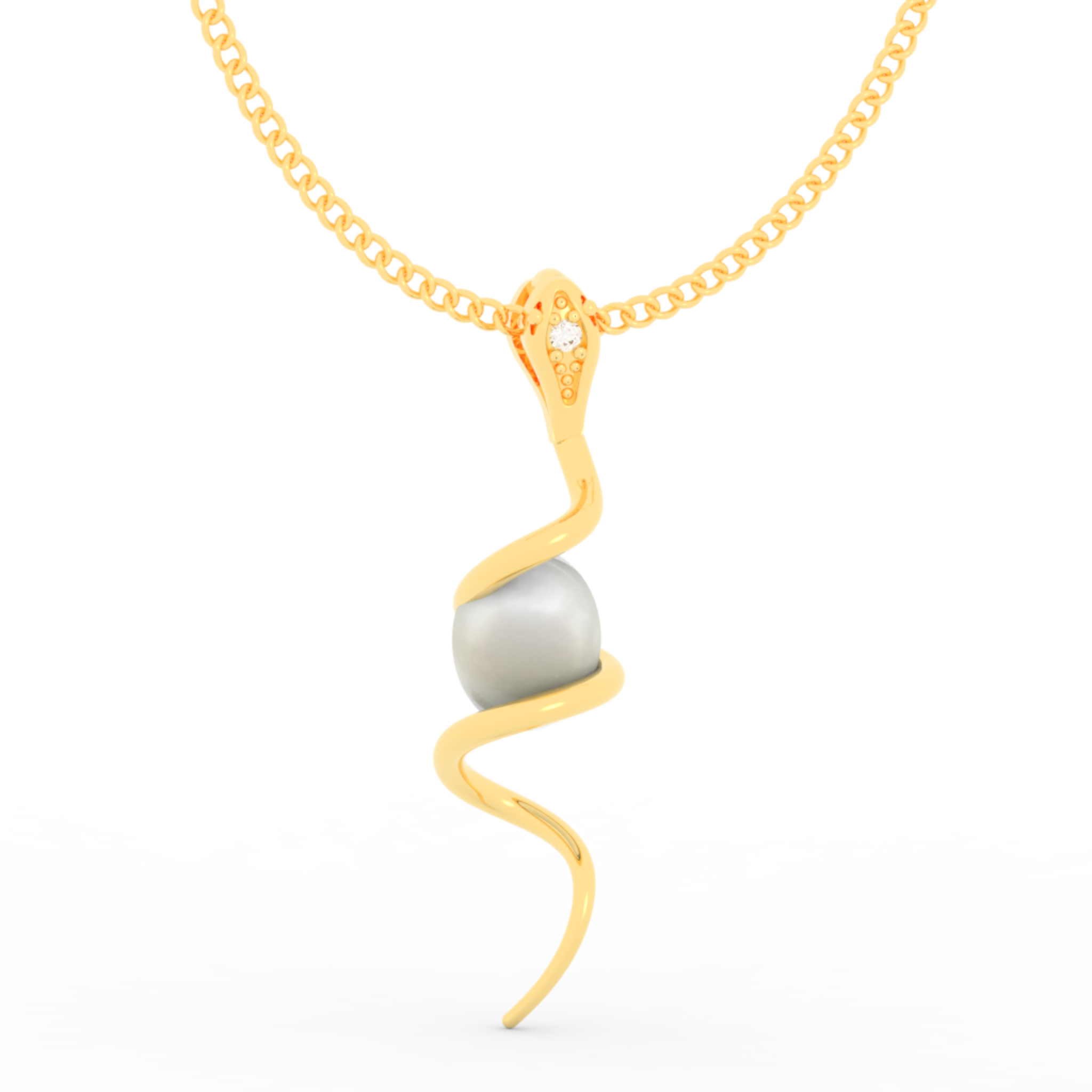 Serpentine Pearl Pendant With Chain, Hallmarked 925 Sterling Silver sterlyn 925