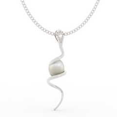 Serpentine Pearl Pendant With Chain, Hallmarked 925 Sterling Silver sterlyn 925