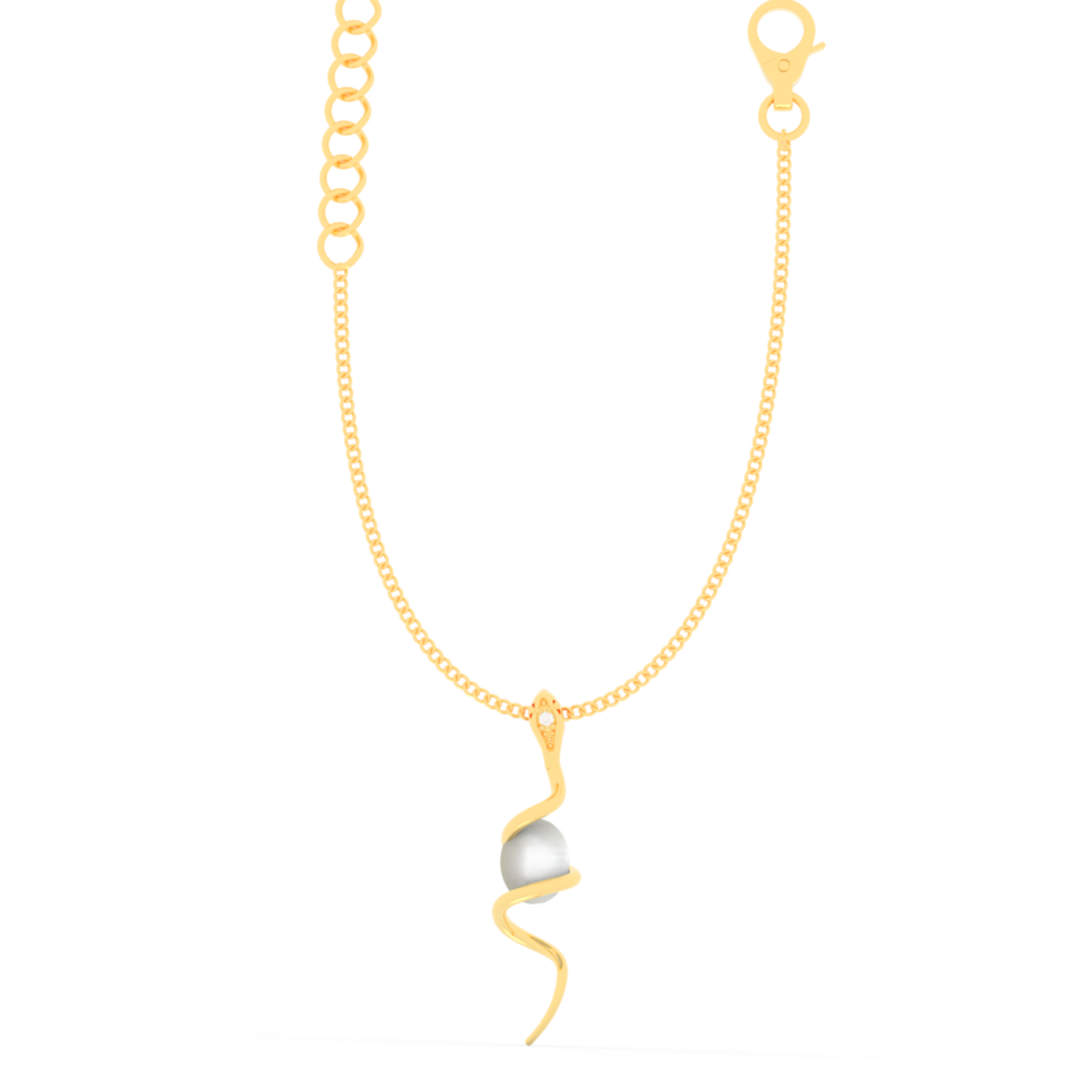 Serpentine Pearl Pendant With Chain, Hallmarked 925 Sterling Silver sterlyn 925