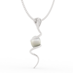 Serpentine Pearl Pendant With Chain, Hallmarked 925 Sterling Silver sterlyn 925