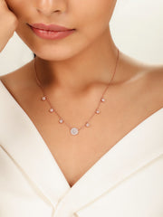 Shine Bright Moon&Star Circle Charm Sterling Silver Delicate Necklace 18KT Rose Gold shiny Necklace sterlyn 925