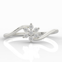 Sparkling Flower Solitaire Ring, Hallmarked 925 Sterling Silver sterlyn 925