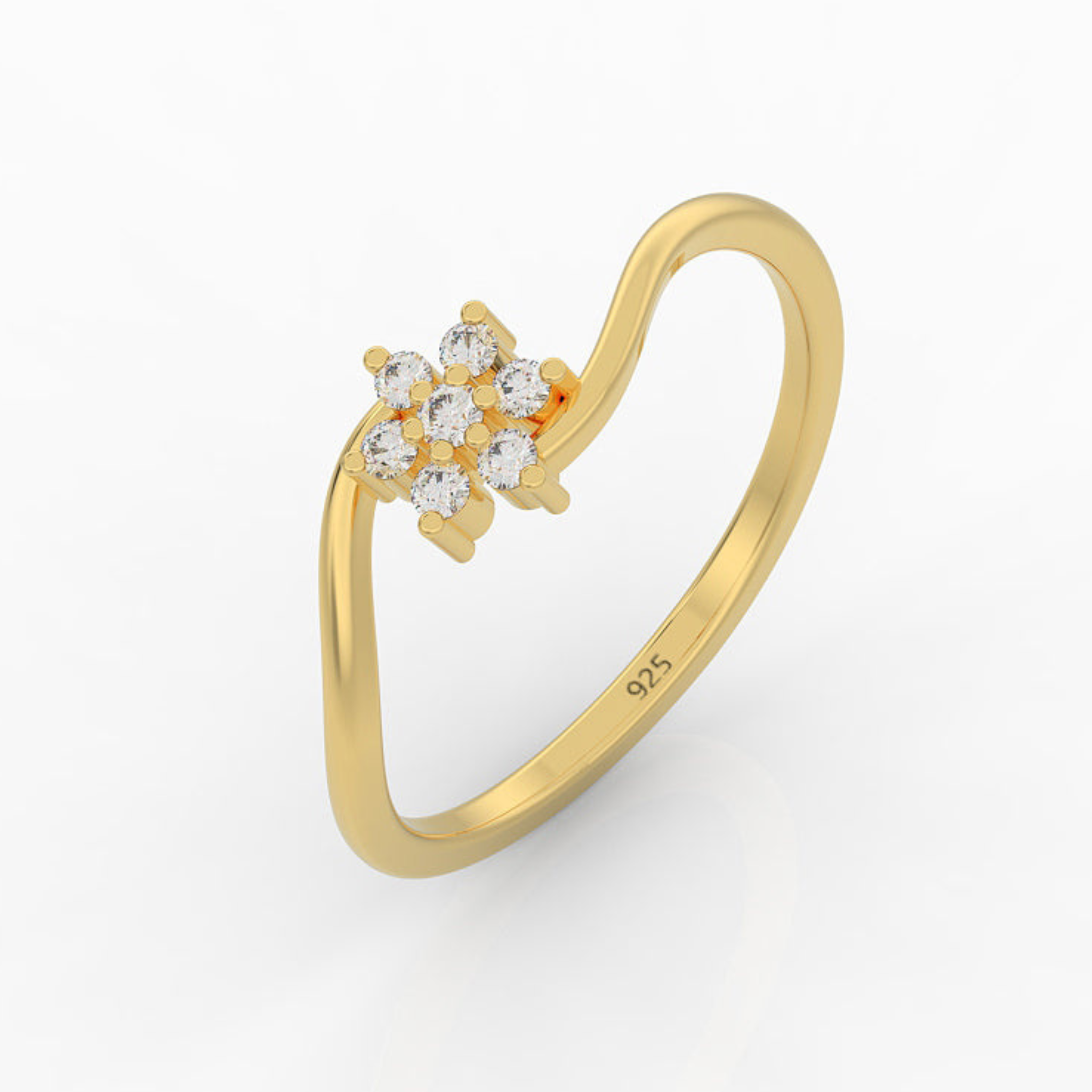 Sparkling Flower Solitaire Ring, Hallmarked 925 Sterling Silver sterlyn 925