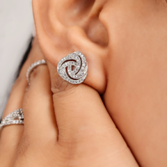 Spiral Bloom Trinity Dazzling Stud Earring, Hallmarked 925 Sterling Silver sterlyn 925