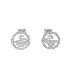 Swan Accent Round Stud Earrings, Hallmarked 925 Sterling Silver sterlyn 925