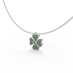 TSavorite Clover Leaf Pendant With Chain, Hallmarked 925 Sterling Silver sterlyn 925