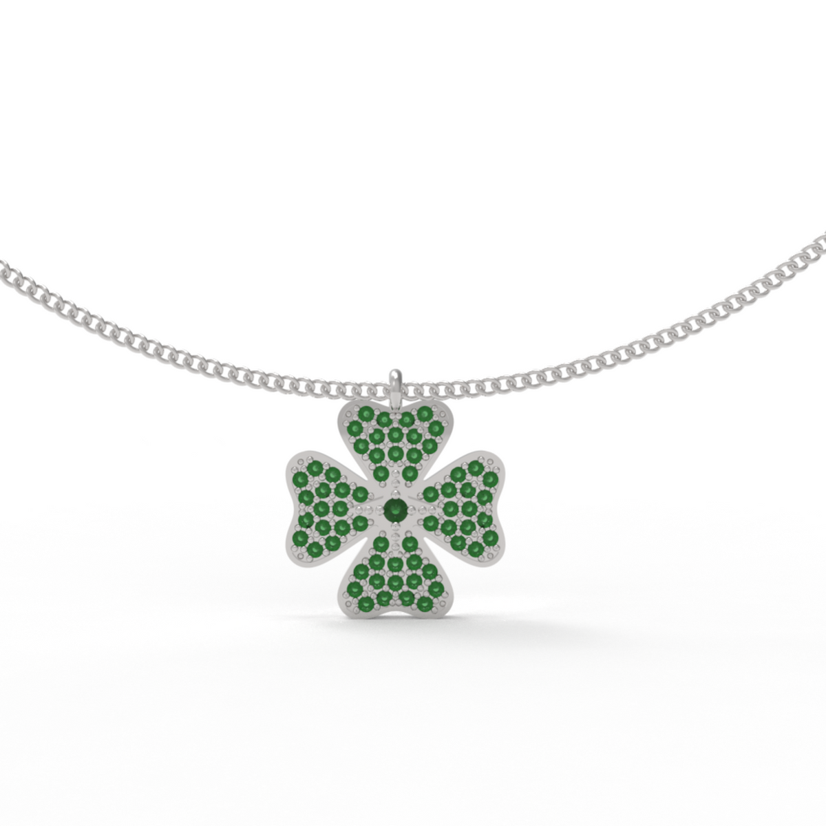 TSavorite Clover Leaf Pendant With Chain, Hallmarked 925 Sterling Silver sterlyn 925