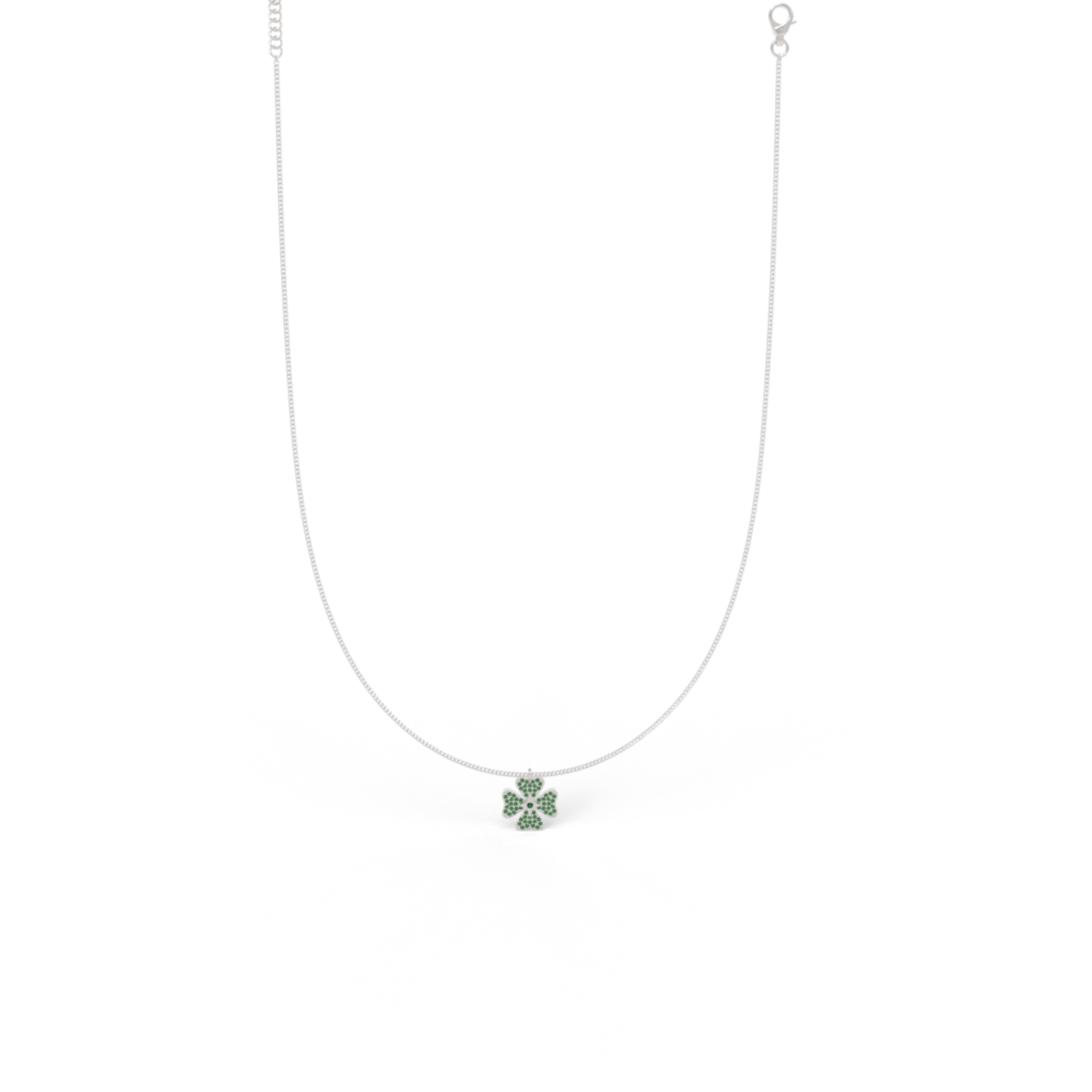 TSavorite Clover Leaf Pendant With Chain, Hallmarked 925 Sterling Silver sterlyn 925