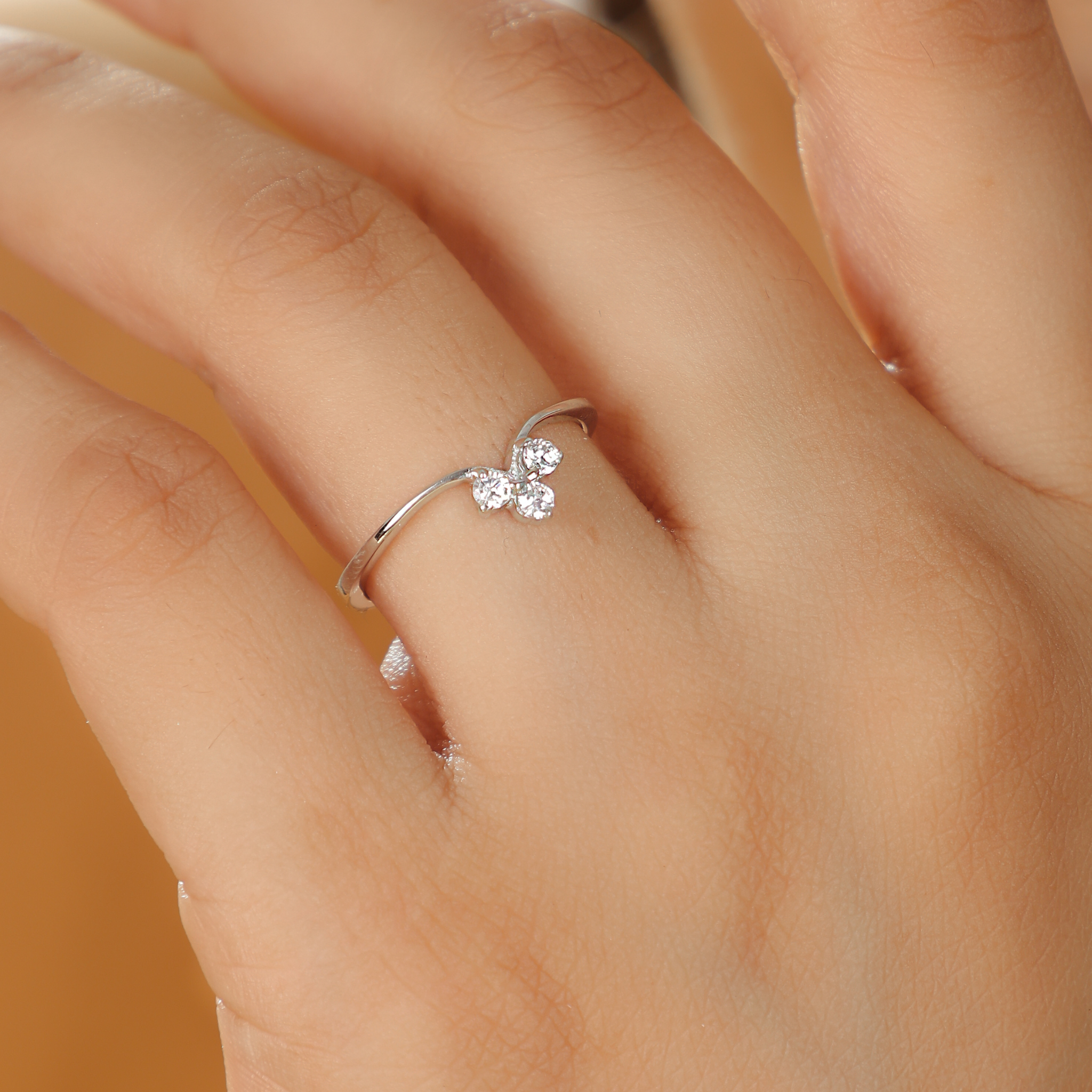 Tiny Crystal Ring For Her- Hallmarked 925 Sterling Silver sterlyn 925