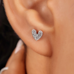 Tiny Heart Shape CZ Stud Earrings, Hallmarked 925 Sterling Silver sterlyn 925