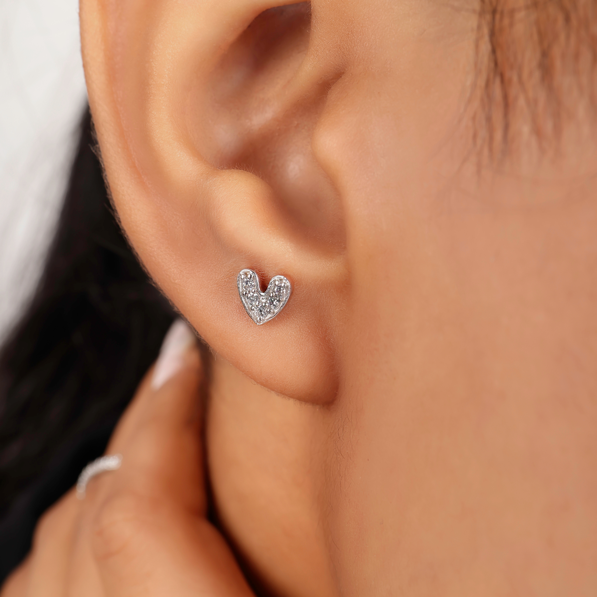 Tiny Heart Shape CZ Stud Earrings, Hallmarked 925 Sterling Silver sterlyn 925