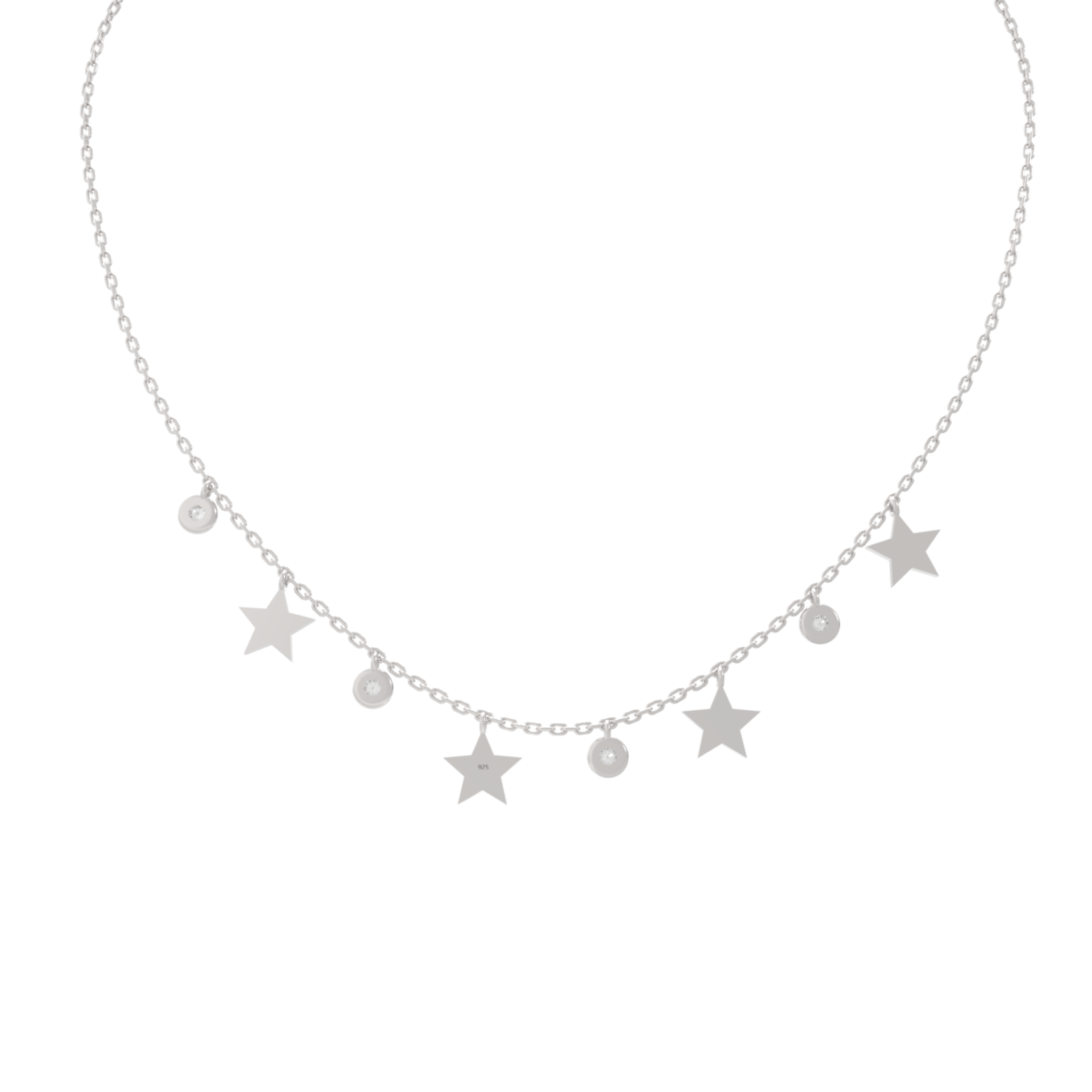 Tiny Star Station Charms With Chain, Hallmarked 925 Sterling Silver sterlyn 925