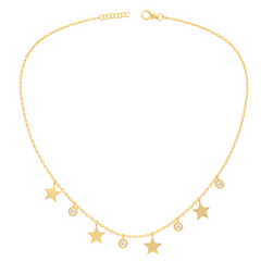 Tiny Star Station Charms With Chain, Hallmarked 925 Sterling Silver sterlyn 925