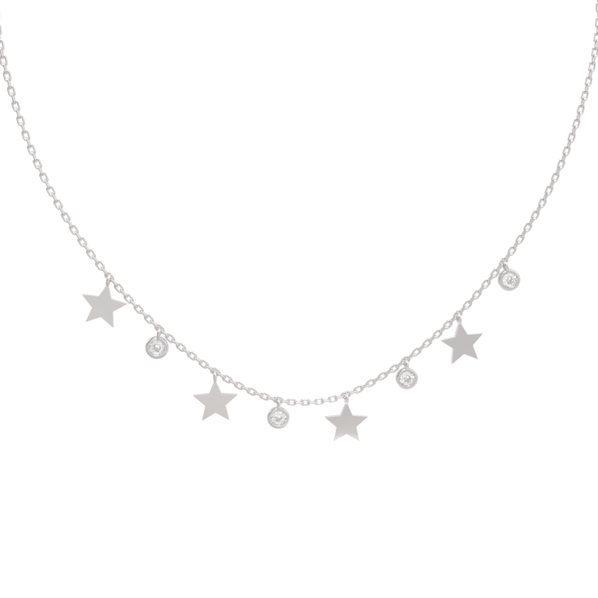 Tiny Star Station Charms With Chain, Hallmarked 925 Sterling Silver sterlyn 925