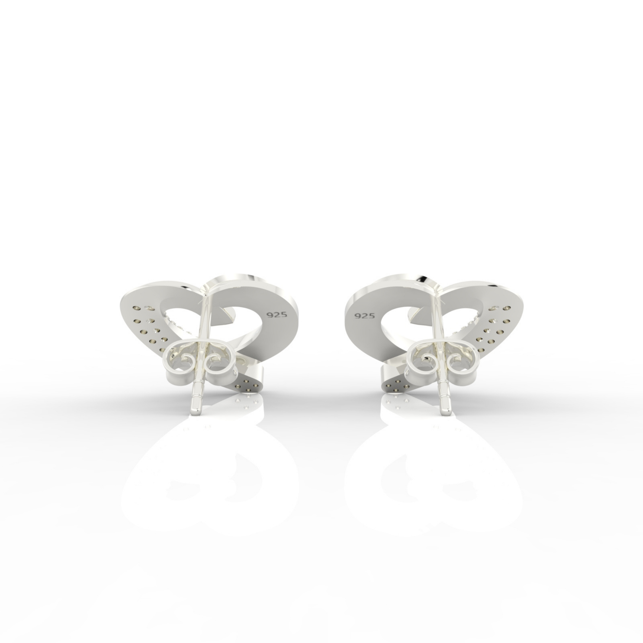 Trendy Heart Shape Partywear Stud Earrings, Hallmarked 925 Sterling Silver sterlyn 925