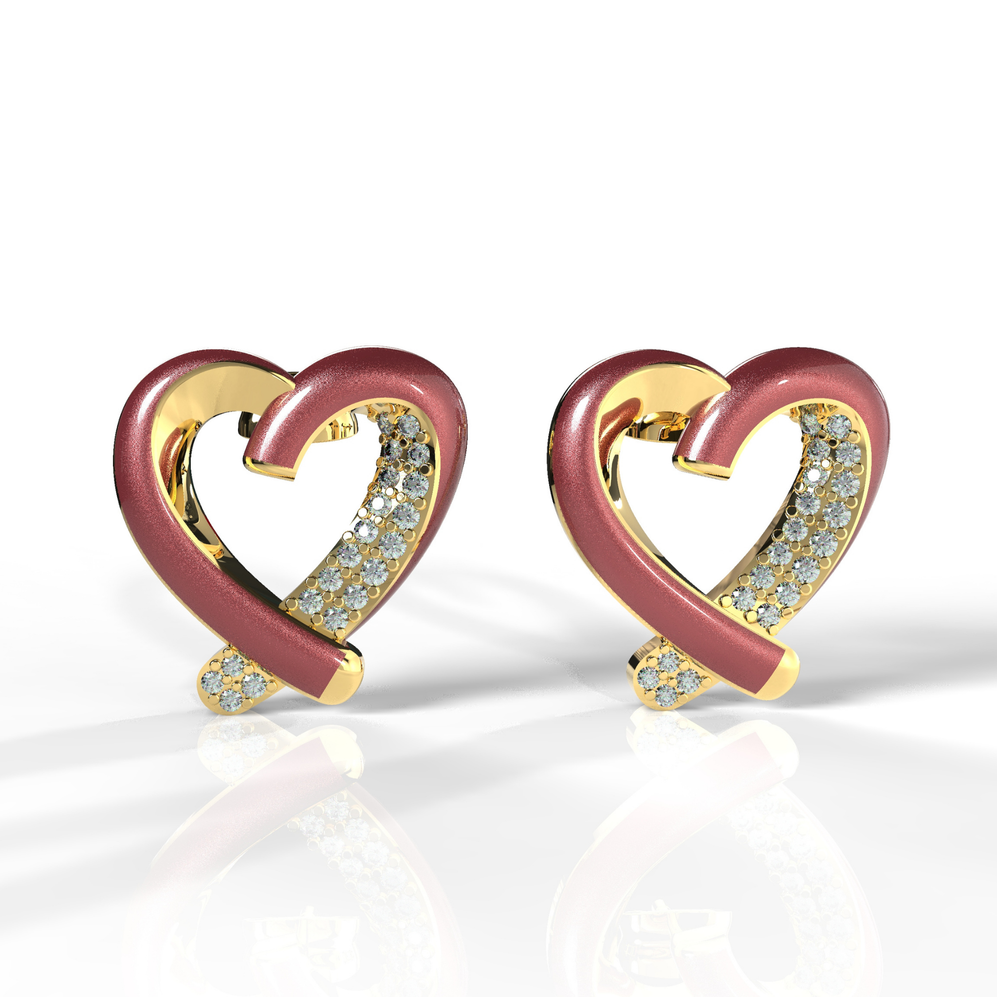 Trendy Heart Shape Partywear Stud Earrings, Hallmarked 925 Sterling Silver sterlyn 925