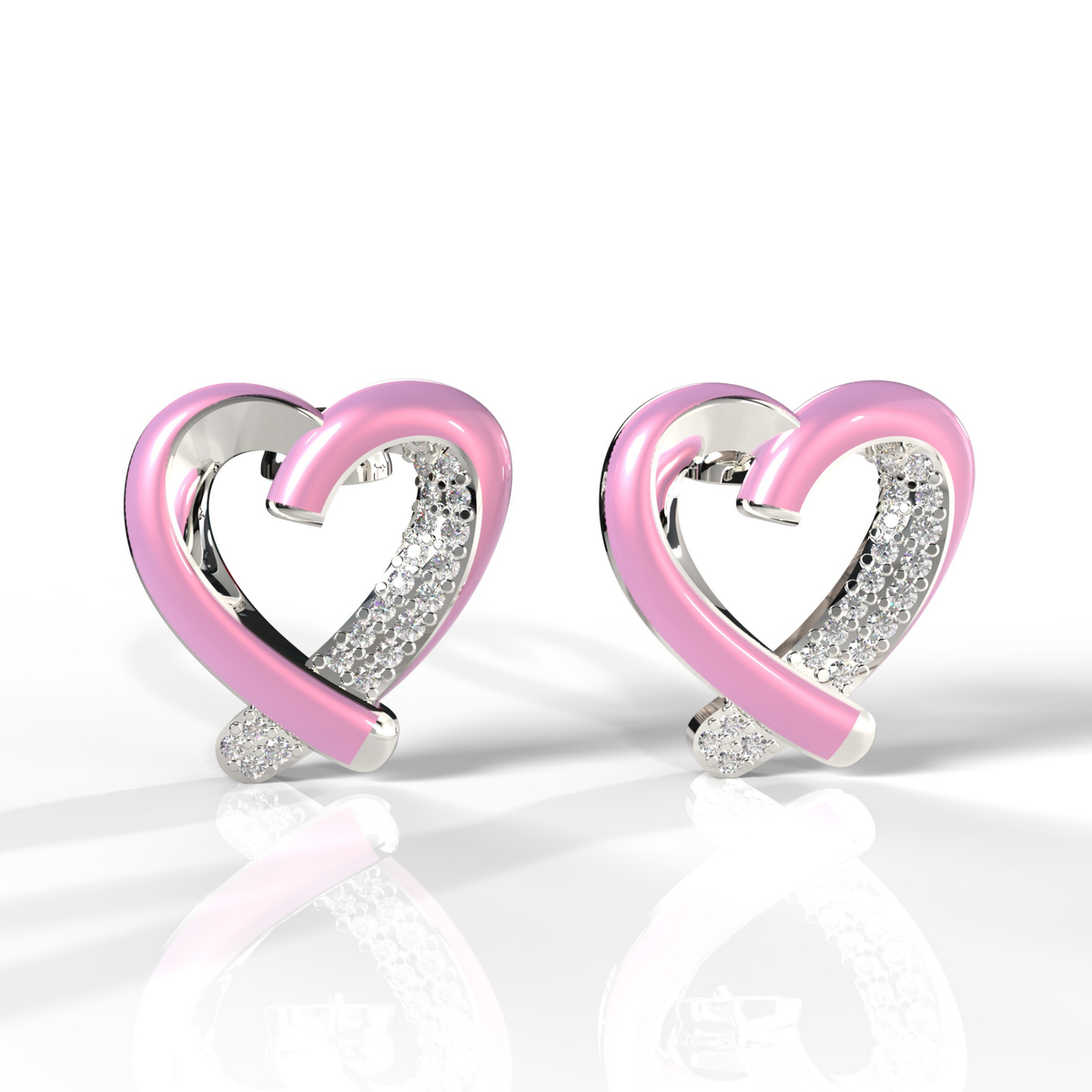 Trendy Heart Shape Partywear Stud Earrings, Hallmarked 925 Sterling Silver sterlyn 925