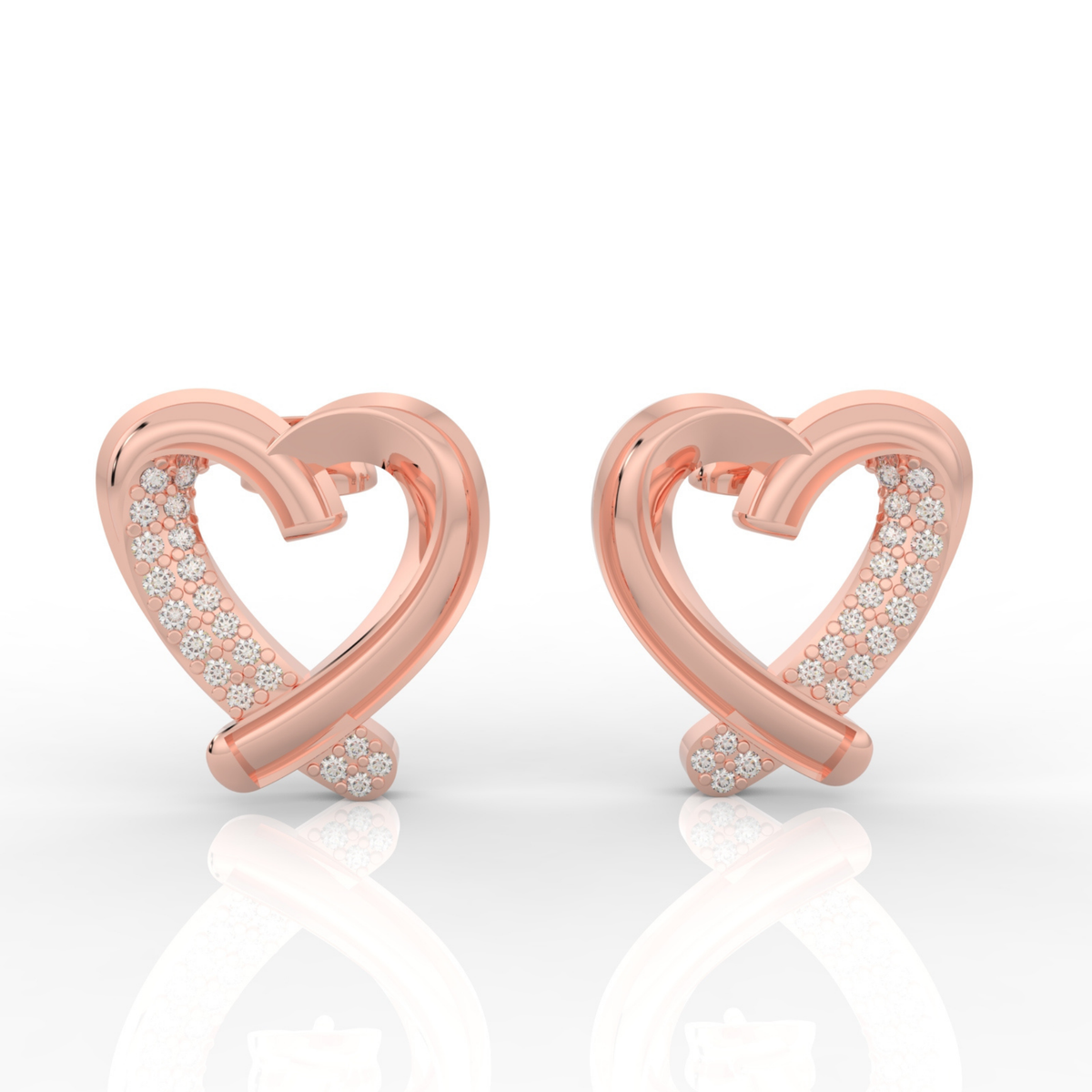 Trendy Heart Shape Partywear Stud Earrings, Hallmarked 925 Sterling Silver sterlyn 925