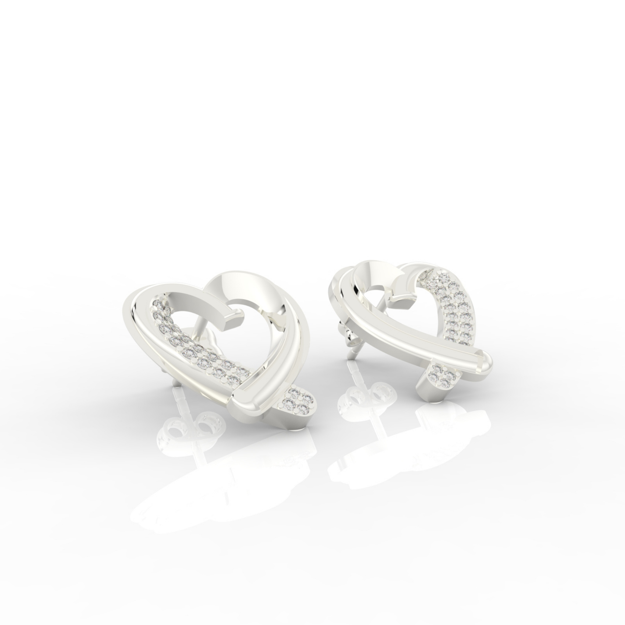 Trendy Heart Shape Partywear Stud Earrings, Hallmarked 925 Sterling Silver sterlyn 925