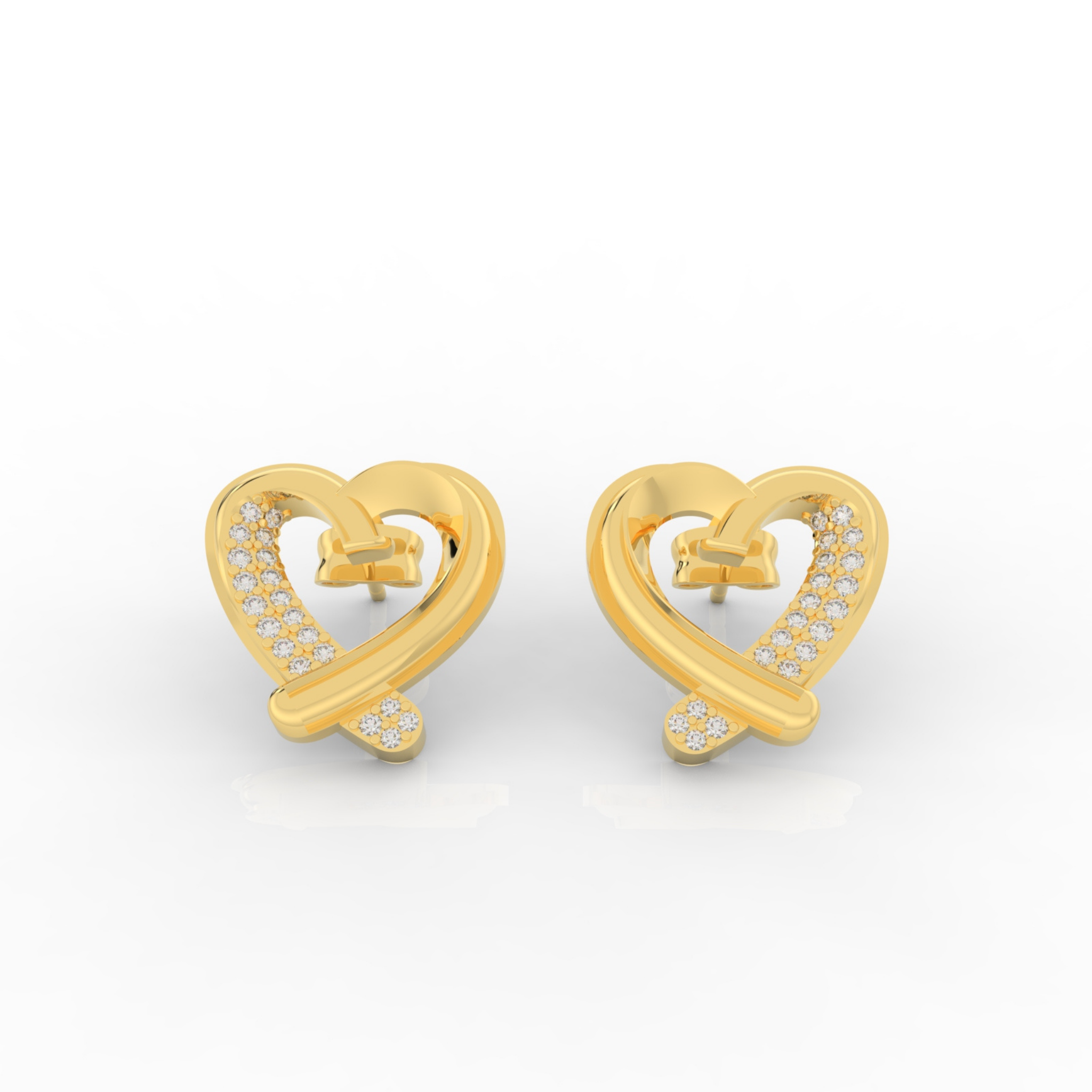 Trendy Heart Shape Partywear Stud Earrings, Hallmarked 925 Sterling Silver sterlyn 925