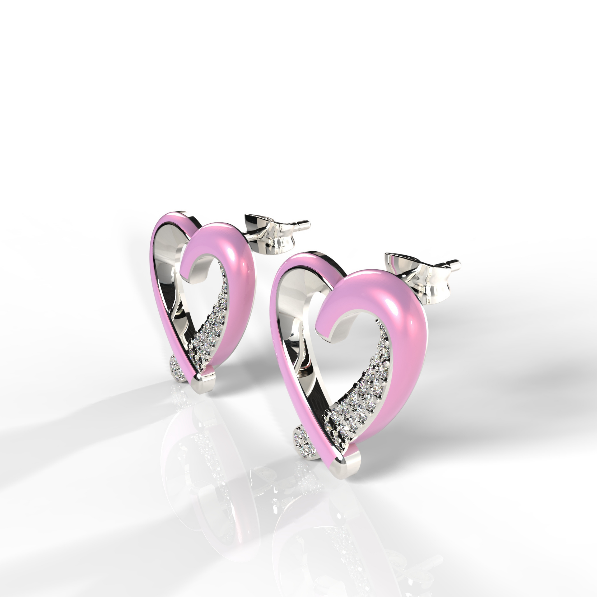 Trendy Heart Shape Partywear Stud Earrings, Hallmarked 925 Sterling Silver sterlyn 925