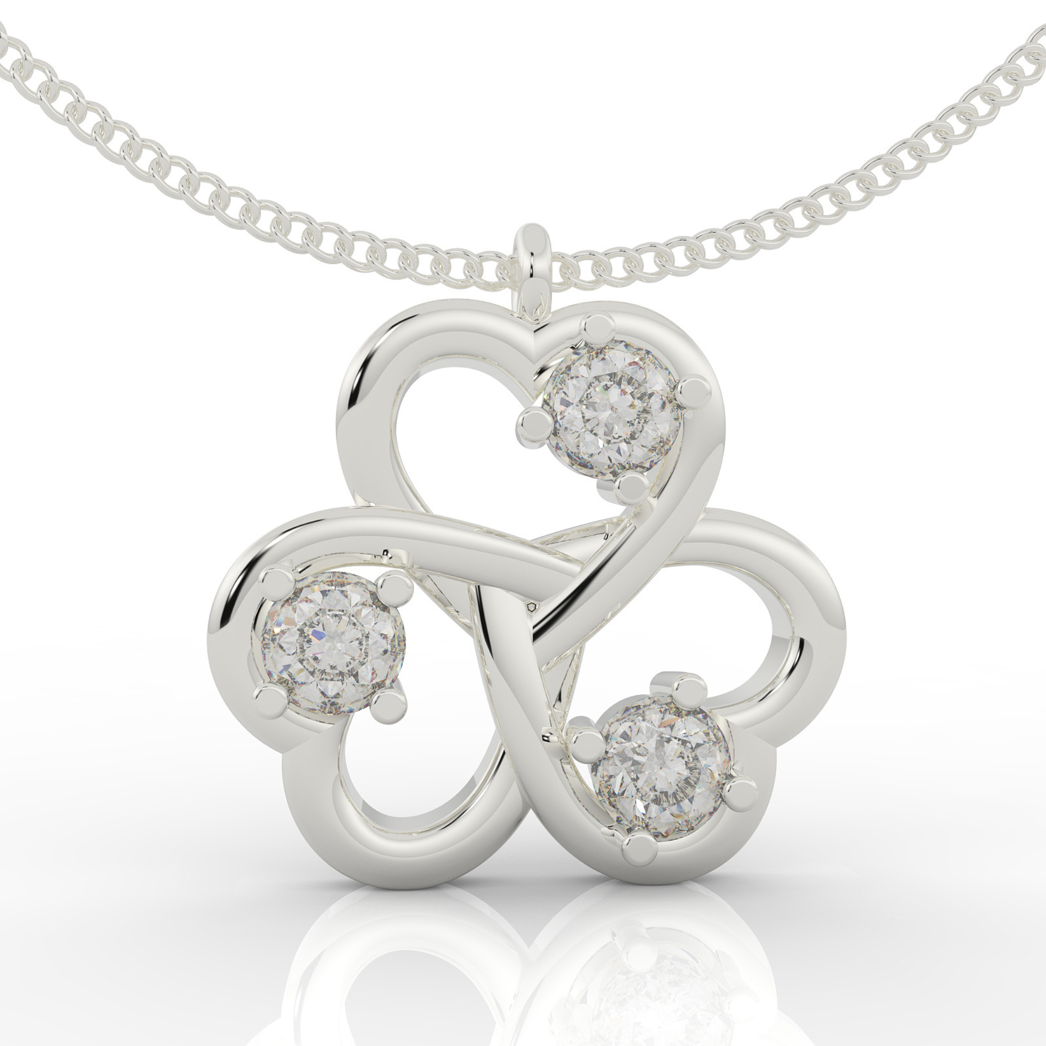 Trio Heart Pendant With Chain, Hallmarked 925 Sterling Silver sterlyn 925