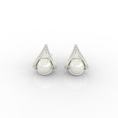 Water Pearl Drop Sparkling CZ Stud Earring, Hallmarked 925 Sterling Silver sterlyn 925